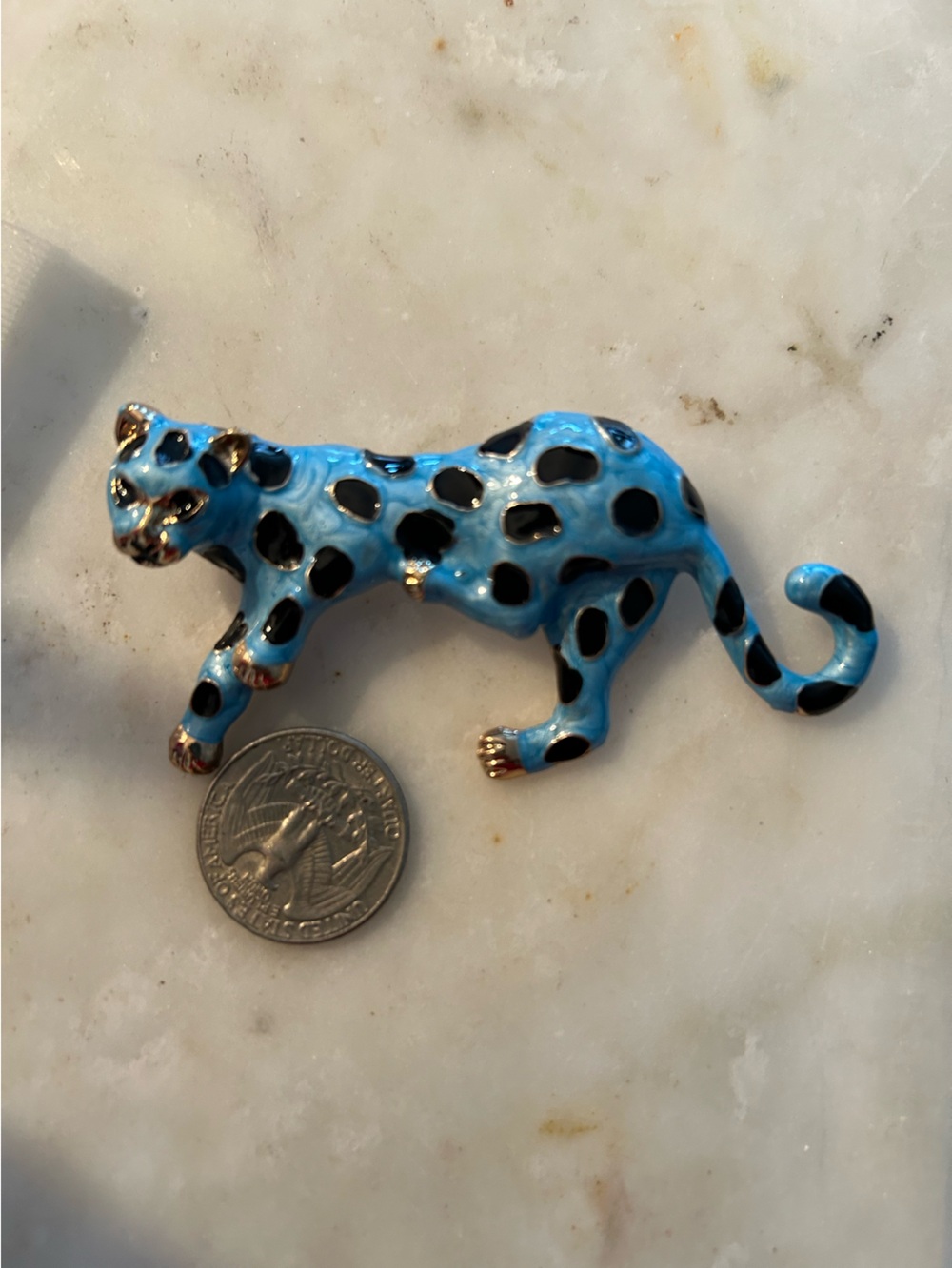 Private Label Blue and Black Leopard Enamel Brooch. Fl1 - Picture 2 of 3
